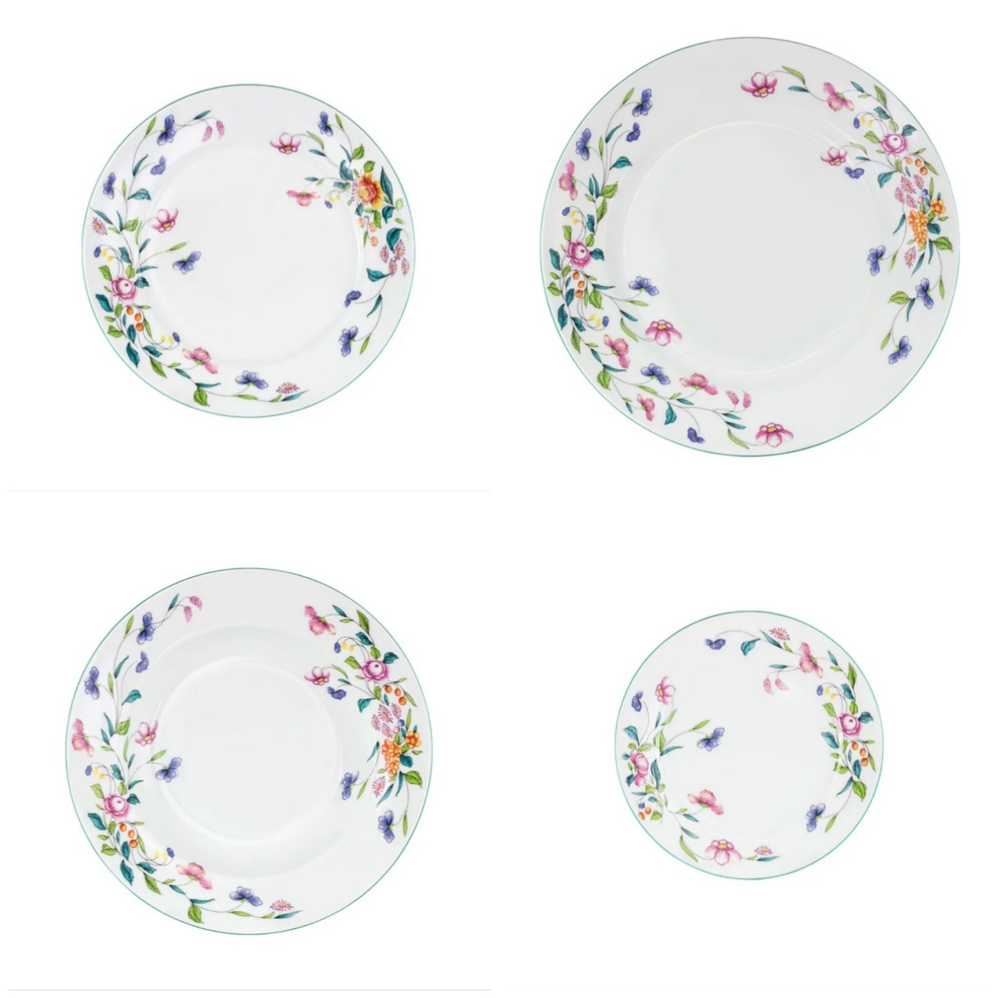 8 X 4PCS SET PLATES (DINNER, SOUP, DESSERT, BREAD) FLORENCE
