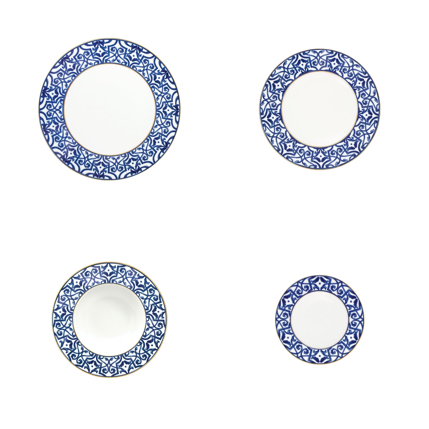 12 X 4 PCS SET (DINNER, SOUP, DESSERT, BREAD) BLUE LEGACY