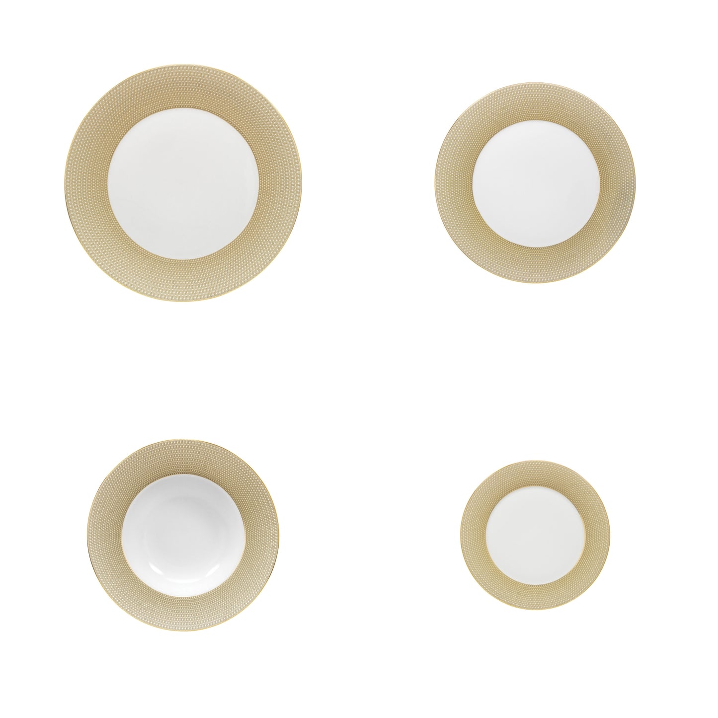 12 X 4 PCS PLATES (DINNER, SOUP, DESSERT, BREAD) INFINITY