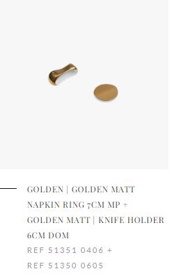 NAPKIN RING GOLDEN 7CM MP + KNIFE HOLDER 6CM DOM GOLDEN MATT