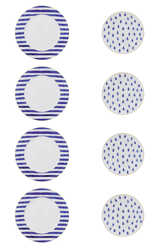 4 PCS DINNER 28CM & 4 PCS DESSERT PLATE 21CM, ATLANTICO