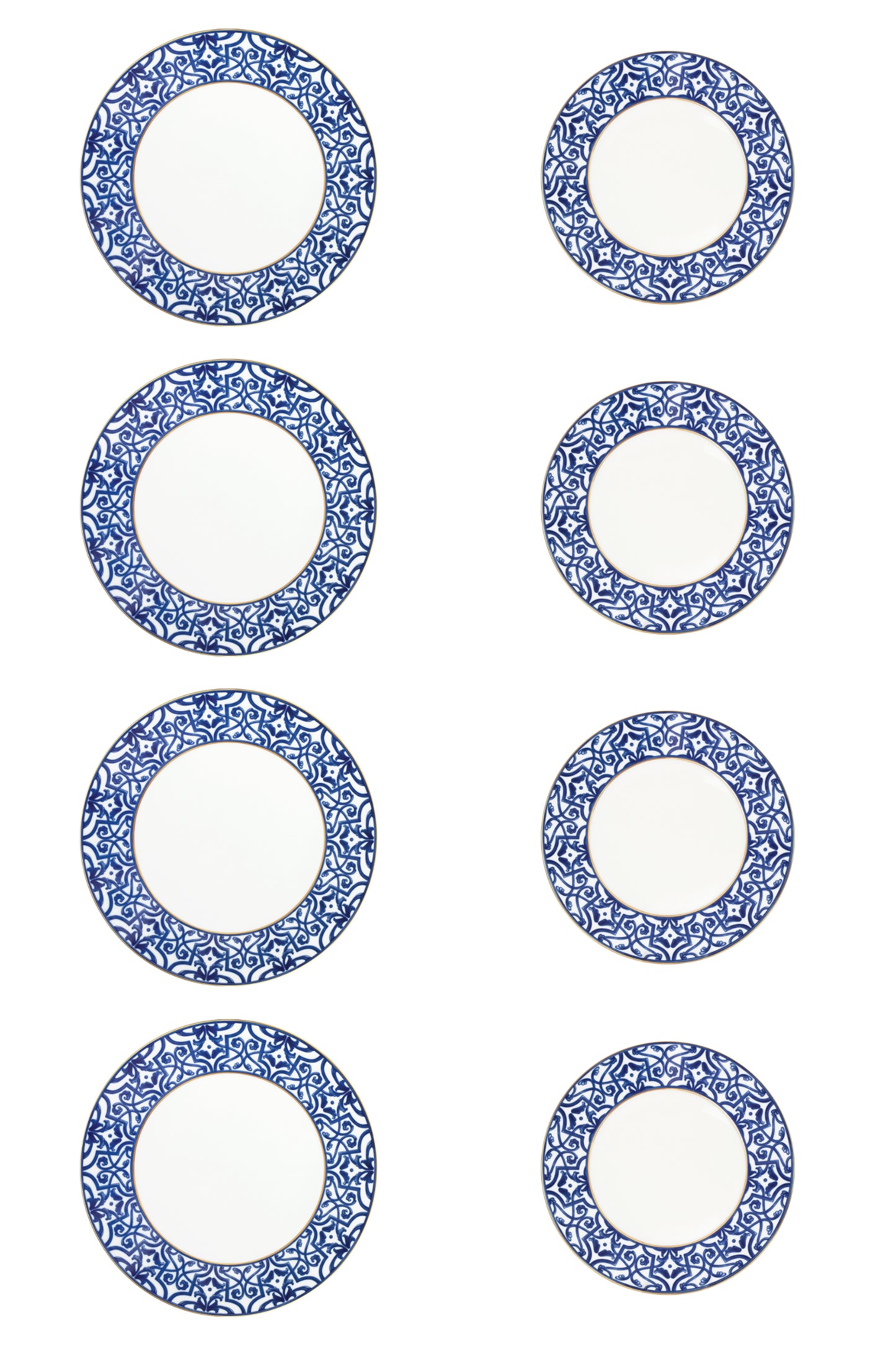 4 PCS DINNER PLATE 27CM & 4 PCS DESSERT PLATE 23CM, BLUE LEGACY