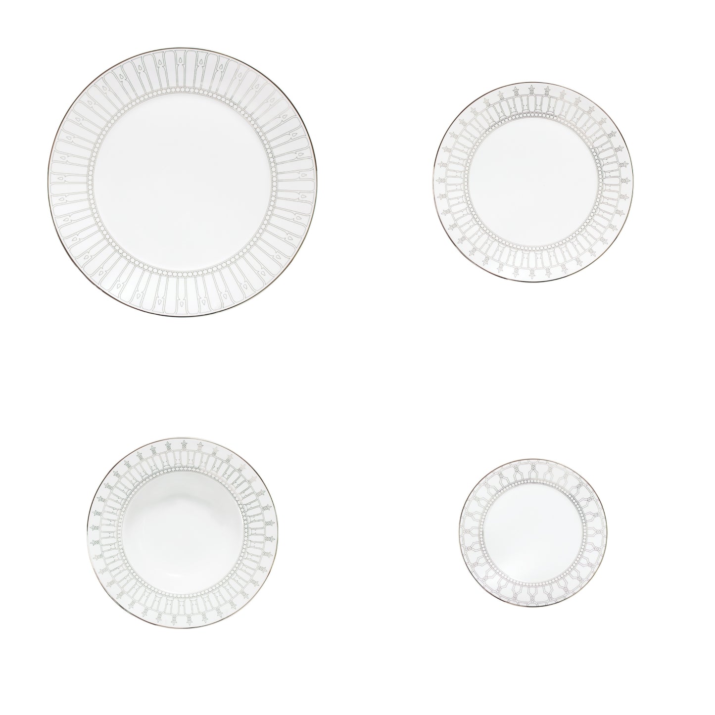 12 x 4 SET PLATES( DINNER, SOUP, DESSERT, BREAD) ALLEGRO