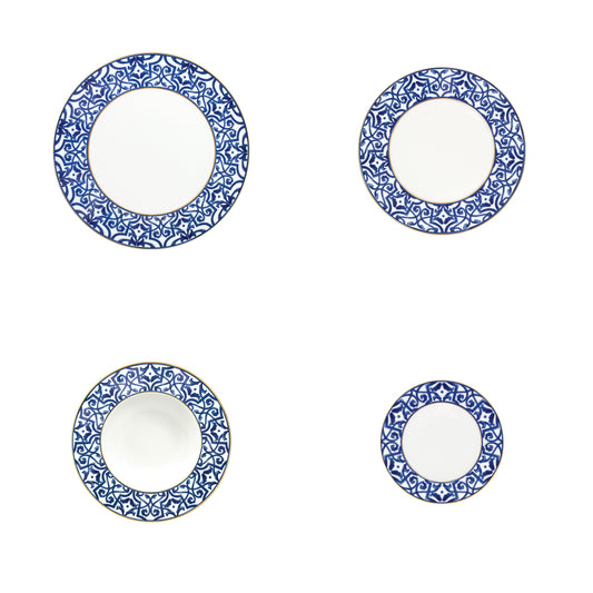 12 X 4 PCS SET (DINNER, SOUP, DESSERT, BREAD) BLUE LEGACY